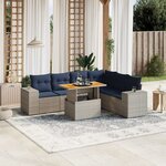 vidaXL Salon de jardin 7 Pièces avec coussins gris résine tressée