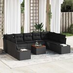 vidaXL Ensemble de canapé de jardin 10 Pièces Noir