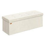 Banc de rangement pouf pliable 38 x 76 x 38 cm bout de lit repose-pieds coffre de rangement charge jusqu'à 300 kg pour salon chambre entrée blanc 12_0004170
