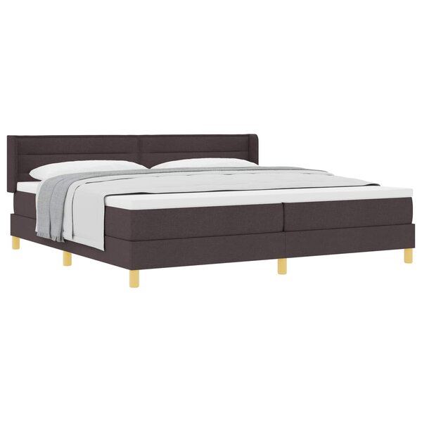vidaXL Lit à ressorts avec matelas Marron foncé 200 x 200 cm Polyester