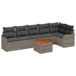 Ensemble de Canapé de Jardin 7 Pièces avec Coussins Gris Poly Rattan Acacia