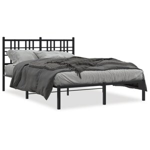 vidaXL Cadre de lit métal sans matelas avec tête de lit noir 120x190cm