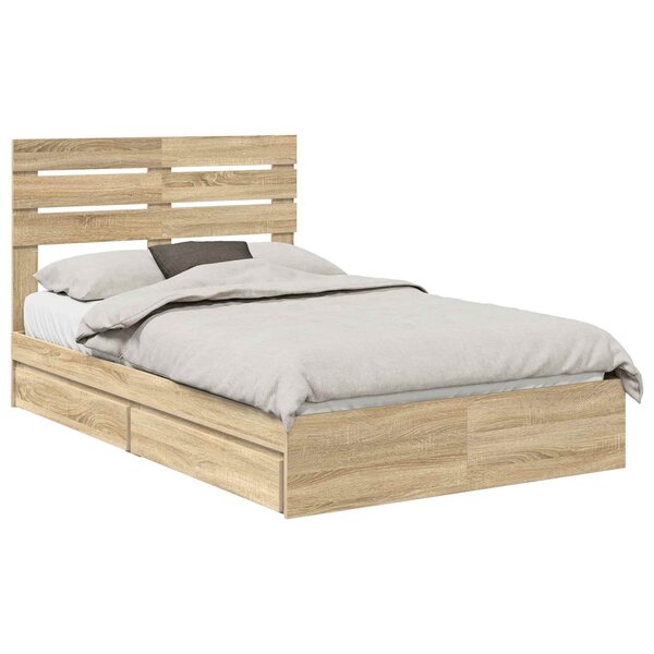 vidaXL Lit de Rangement Chêne Sonoma 120 x 190 cm Bois d'ingénierie