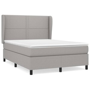 vidaXL Sommier à lattes de lit avec matelas Gris clair 140x190cm Tissu
