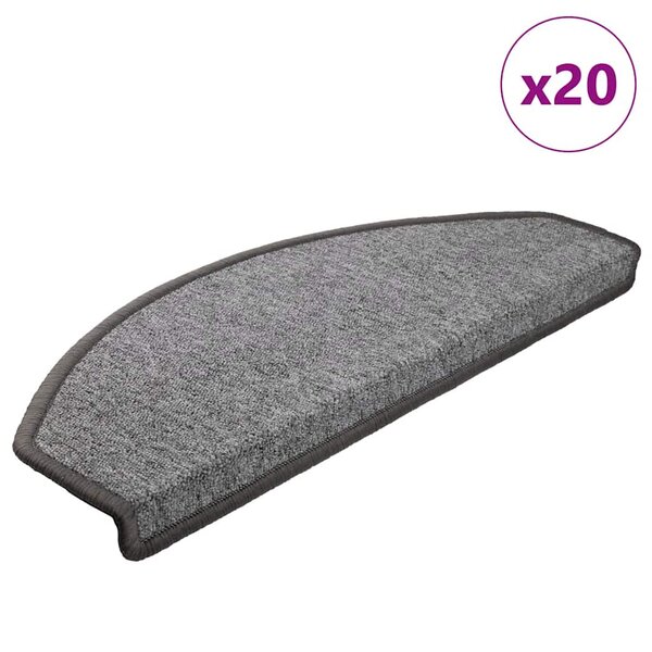 vidaXL Tapis d'escalier 20 pièces 65 x 24 x 4 cm Gris foncé Demi-rond Grand