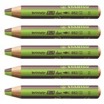 Crayon multi-talents woody 3 in 1 duo - vert clair-marron x 5 stabilo