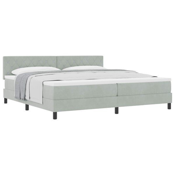 vidaXL Lit à ressorts avec matelas Gris clair 200 x 200 cm Velours