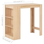 vidaXL Table de bar avec étagère Chêne 110x50x103 cm