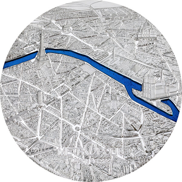 Pièce de monnaie en Argent 50 Dollars g 1000 (1 Kg) Millésime 2021 Tiffany Art TIFFANY ART METROPOLIS (PRÉCOMMANDE)