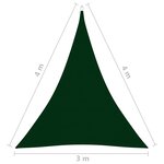 vidaXL Voile de parasol Tissu Oxford triangulaire 3x4x4 m Vert foncé