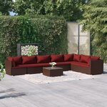 vidaXL Salon de jardin 8 Pièces avec coussins résine tressée marron
