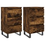 vidaXL Tables de chevet 2 Pièces chêne fumé 40x35x69 cm bois ingénierie