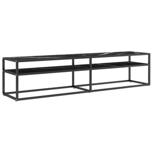 vidaXL Meuble TV marbre noir 180x40x40 5 cm verre trempé