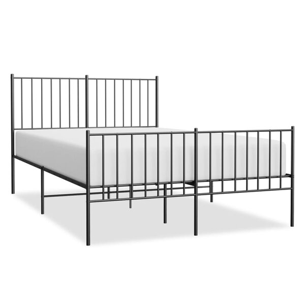 vidaXL Cadre de lit métal sans matelas avec pied de lit noir 120x190cm