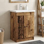 vidaXL Armoire sous évier de salle de bain Bois ancien