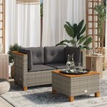 vidaXL Canapés d'angle de jardin et coussins 2 Pièces gris résine tressée