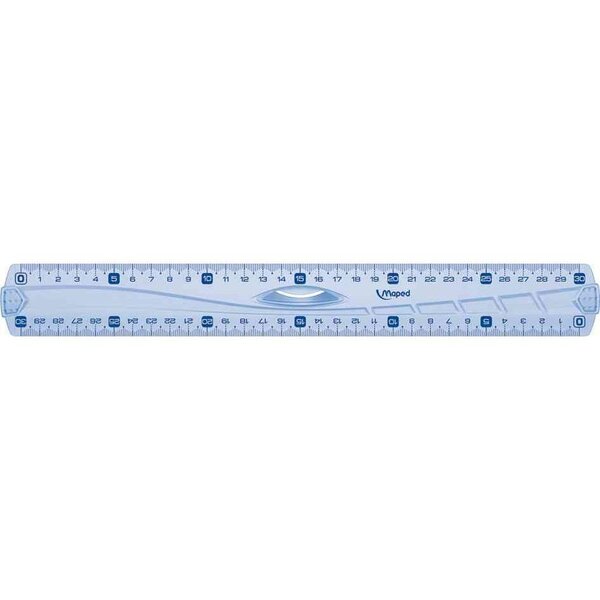 règle plate Triple décimètre Geometric en plastique transparent 30 cm à poignée MAPED