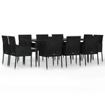 vidaXL Ensemble à manger de jardin 11 Pièces coussins noir résine tressée