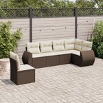 vidaXL Salon de jardin avec coussins 6 Pièces marron résine tressée