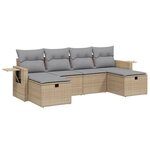 vidaXL Salon de jardin avec coussins 6Pièces mélange beige résine tressée