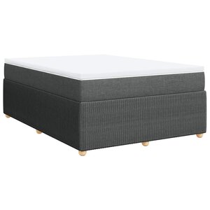 vidaXL Sommier à lattes de lit avec matelas Gris foncé 140x190cm Tissu