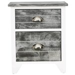 vidaXL Table de chevet Gris et blanc 38x28x45 cm Bois de Paulownia