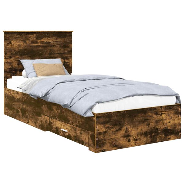 vidaXL Cadre de lit Chêne fumé 90 x 190 cm Bois d'ingénierie