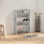 vidaXL Armoire à chaussures murale Gris béton 60x18x90 cm Aggloméré
