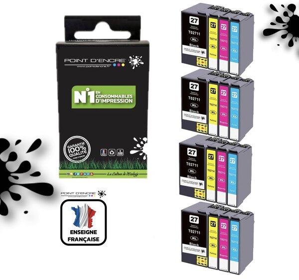 27XL - Réveil - 4 X Pack de 4 Cartouches D'encre Noir/Cyan/Magenta/ Jaune - Grande capacité