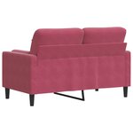 vidaXL Canapé 2 places avec oreillers bordeaux 120 cm velours