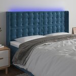 vidaXL Tête de lit à LED Bleu foncé 183x16x118/128 cm Velours
