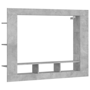 vidaXL Meuble TV gris béton 152x22x113 cm bois d'ingénierie