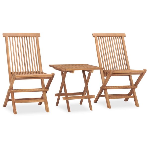vidaXL Ensemble à manger d'extérieur pliable 3 Pièces bois de teck massif