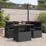 vidaXL Ensemble de canapé de jardin 5 Pièces Noir Poly rotin