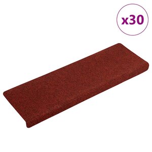 vidaXL Tapis d'escalier autocollants 30 pièces 65 x 21 x 4 cm Bordure rectangulaire rouge bordeaux