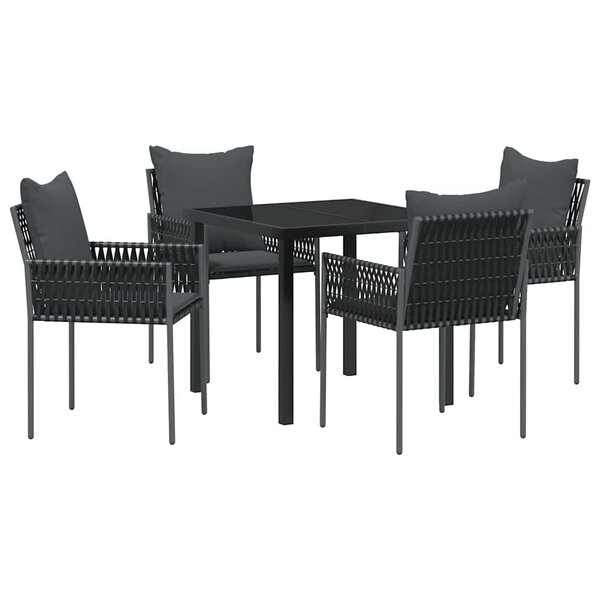 vidaXL Ensemble de salle à manger pour jardin 5 Pièces Noir et gris