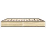 vidaXL Cadre de lit chêne sonoma 200x200 cm bois d'ingénierie et métal