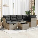 vidaXL Salon de jardin avec coussins 7 Pièces gris clair résine tressée