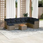vidaXL Salon de jardin 9 Pièces avec coussins gris résine tressée