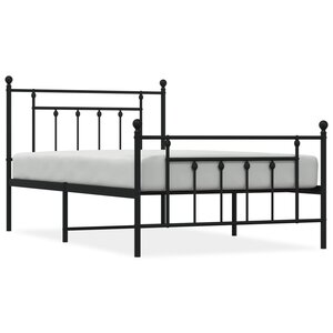 vidaXL Cadre de lit métal avec tête de lit/pied de lit noir 107x203 cm