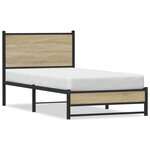 vidaXL Cadre de lit en métal sans matelas chêne sonoma 90x190 cm
