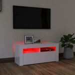 vidaXL Meuble TV avec lumières LED blanc brillant 90x35x40 cm