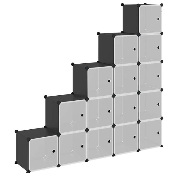 vidaXL Cubes de rangement 15 Pièces avec portes Noir PP