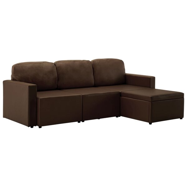 vidaXL Canapé-lit modulaire 3 places Marron Similicuir