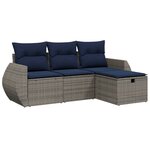 vidaXL Salon de jardin 4 Pièces avec coussins gris résine tressée