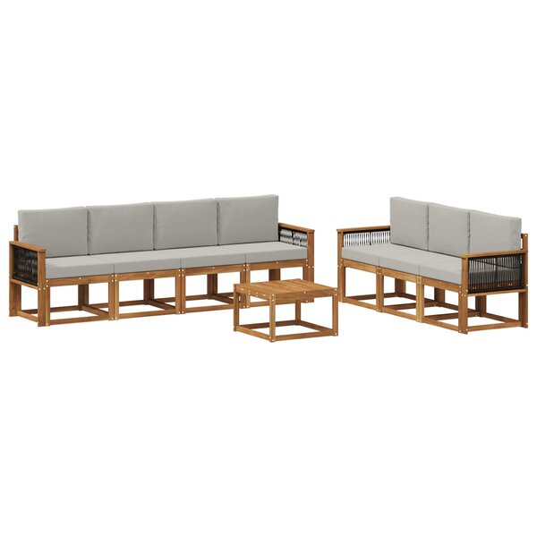 vidaXL Ensemble de canapés d'extérieur 7 Pièces Naturel et gris clair