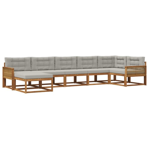 vidaXL Ensemble de canapés d'extérieur 7 Pièces Naturel et gris clair