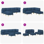 vidaXL Canapé modulaire avec rangement 6 Pièces Bleu Tissu