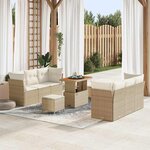 vidaXL Ensemble de canapé de jardin 9 Pièces Beige polyrotin