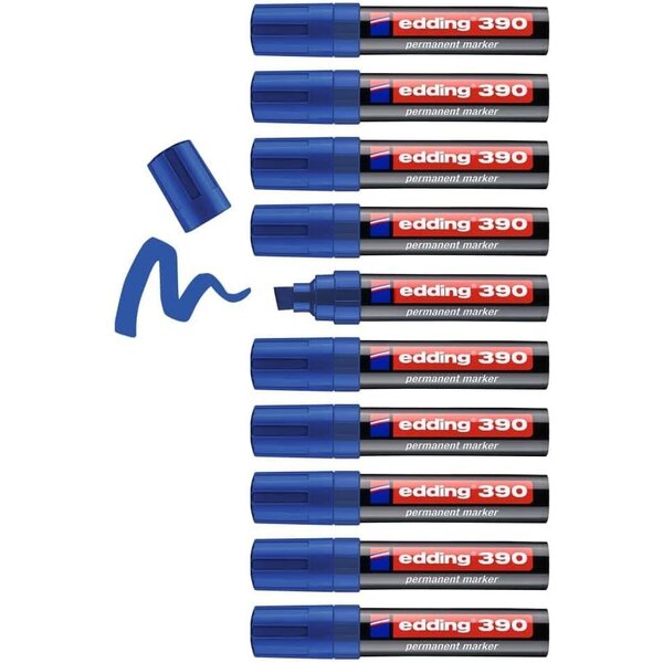 Marqueur Permanent 390 bleu 4-12 mm x 10 EDDING
